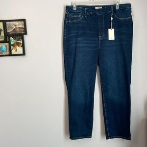 Good American Good Legs Straight Indigo Wash Denim Pull On Jeans size 6 (3XL)